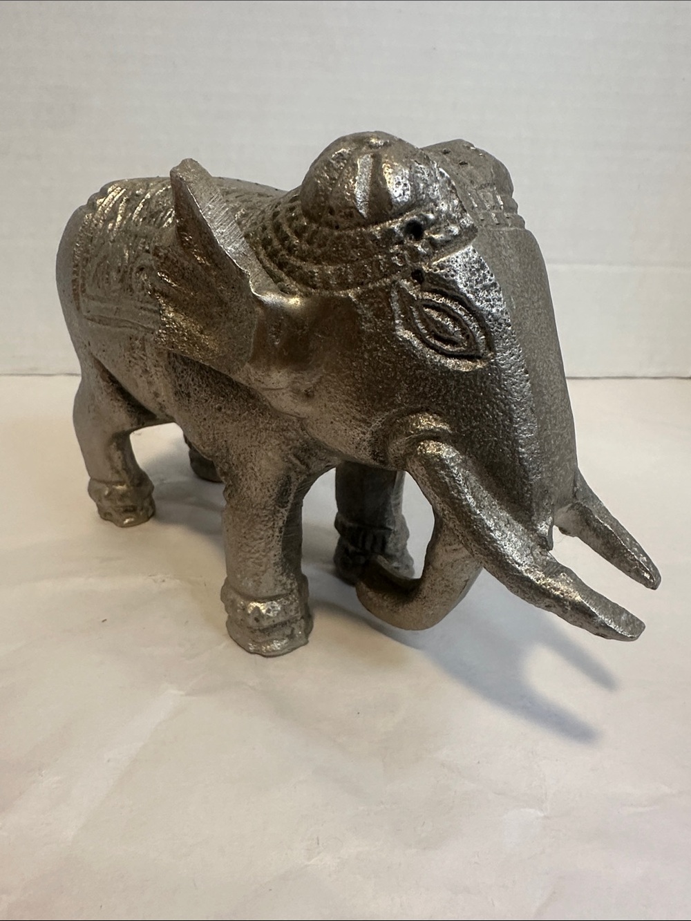 Ornate Silver tone Elephant Figurine